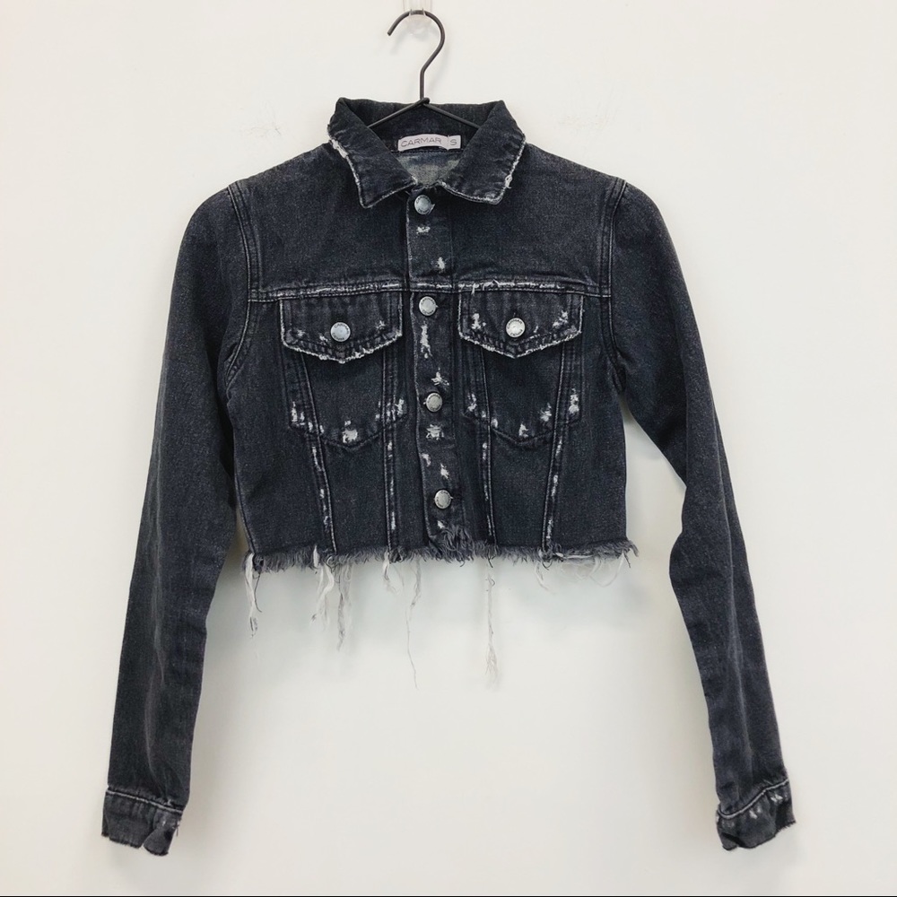 NWOT Carmar Distressed Short Denim Jacket